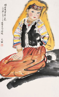 刘文西 1990年作 塔合曼草原小花 镜心
