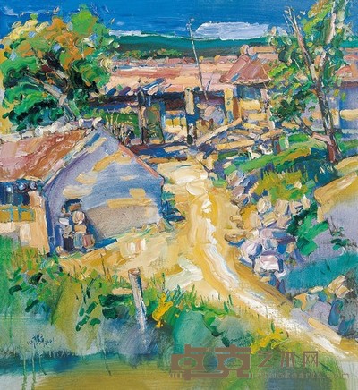 叶英宇 2001年作 寂静的山村 65×60cm