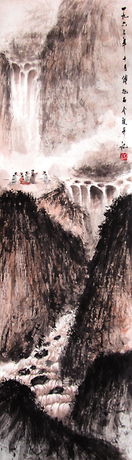 傅抱石 高山飞瀑图