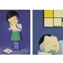 DREAMING BOY; CRYING GIRL: 2 WORKSi)80 by 75 cm.ii)80 by 55 cm.