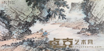 袁松年 庚寅（1950）年作 春江垂钓 镜心 32.5×66cm