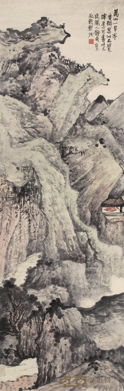 郑午昌 辛未（1931）年作 万山一草亭 立轴 126.2×39.8cm