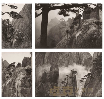 卢施福 约1940年作 黄山风光（共四幅） 25.8×17.7cm×4