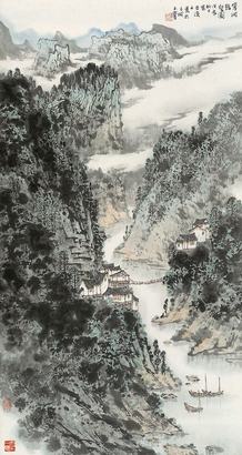 宋玉麟 戊辰（1988年）作 宁河幽壑图 立轴