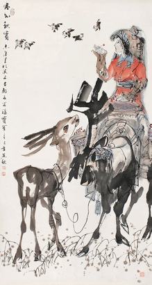 于志学 辛巳（2001年）作 塞外秋实 镜心