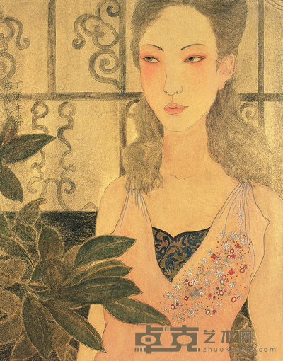 罗霞 2007年作 工笔人物 镜心 40×32cm