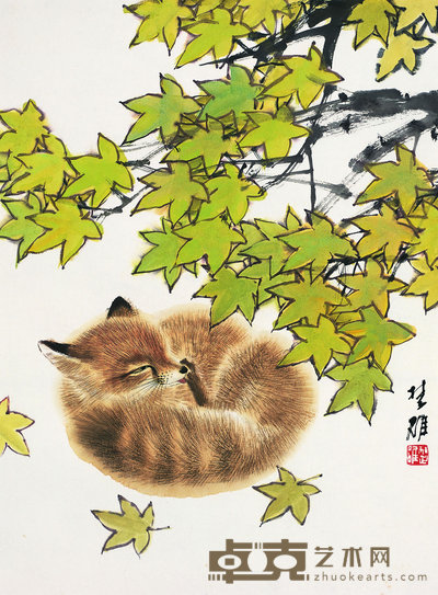 方楚雄 小狐狸 镜心 46×34cm