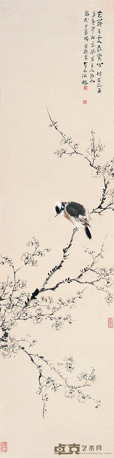 连俊洲 2005年作 花开之处 立轴 136×34cm