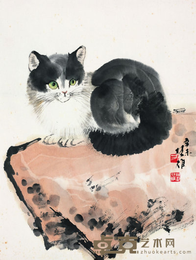 方楚雄 1991年作 猫 镜心 46×34cm