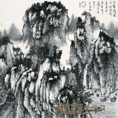 何加林 2005年作 水墨山水 镜心 68×68cm