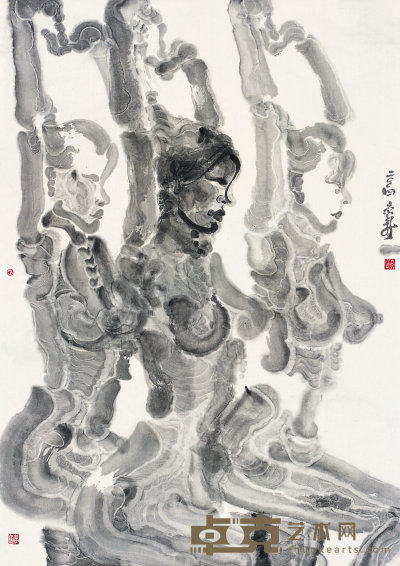 周京新 2004年作 水墨雕塑 镜心 136×96cm