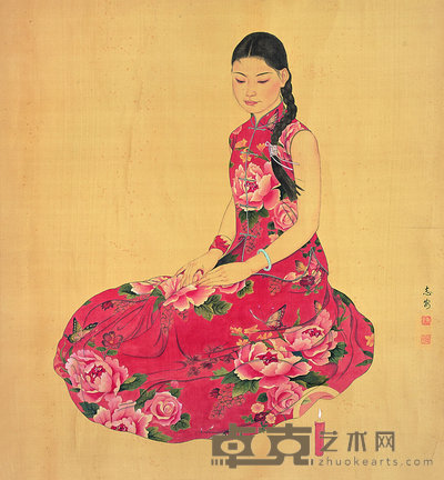 陈志安 工笔人物 镜心 78×72cm