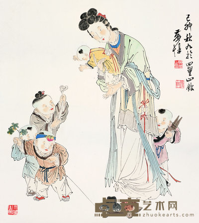 黄惇 1999年作 如意童子图 镜心 68×60cm
