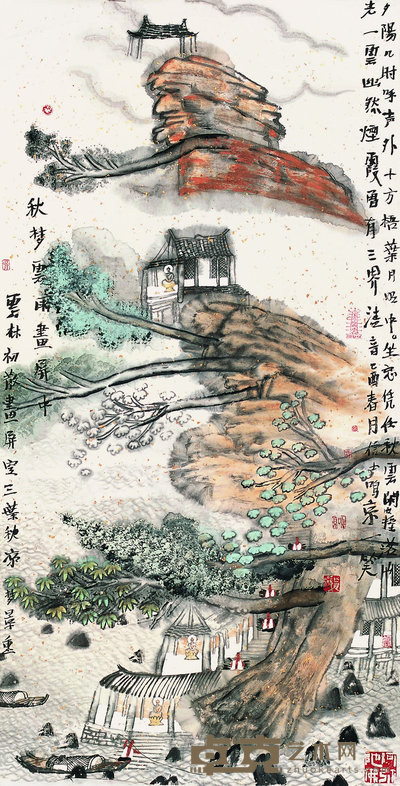 姚鸣京 2005年作 秋梦云雨画屏中 镜心 141×71cm