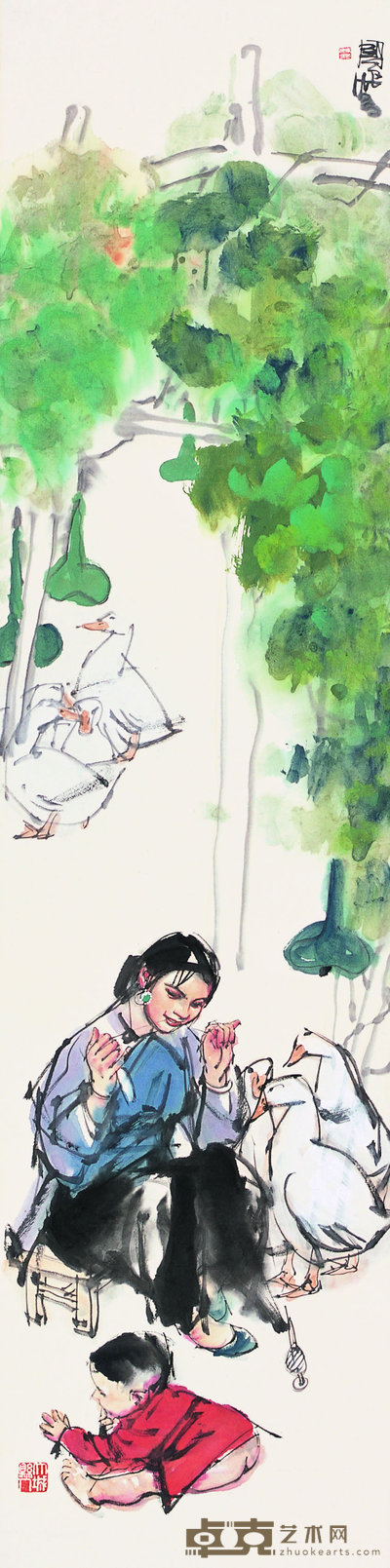 史国良 搓线图 立轴 137×34cm