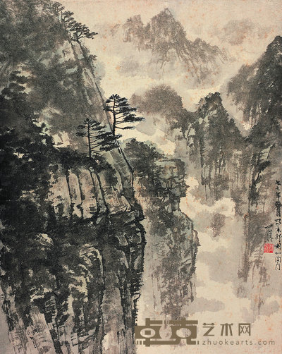 李问汉 1977年作 山水 立轴 58×46cm