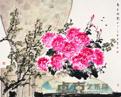 刘思东 2008年作 新红娇艳 镜心 117×144cm