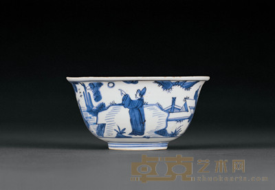 明万历 青花指日高升图碗 直径11.8cm