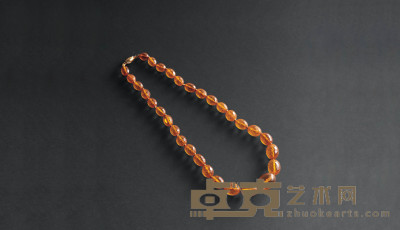 清 琥珀珠串 直径0.8；直径1.5cm