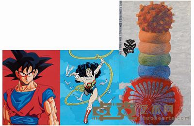杨茂林 1996年作 女超人与悟空(三联作) 116.8×90.8cm;116.8×90.8cm;19