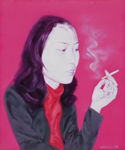 何森 2002年作 吸烟女孩
