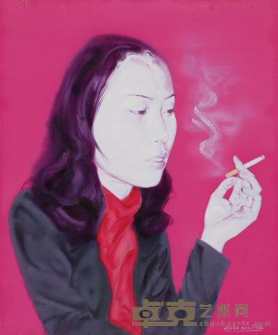 何森 2002年作 吸烟女孩 60×50cm