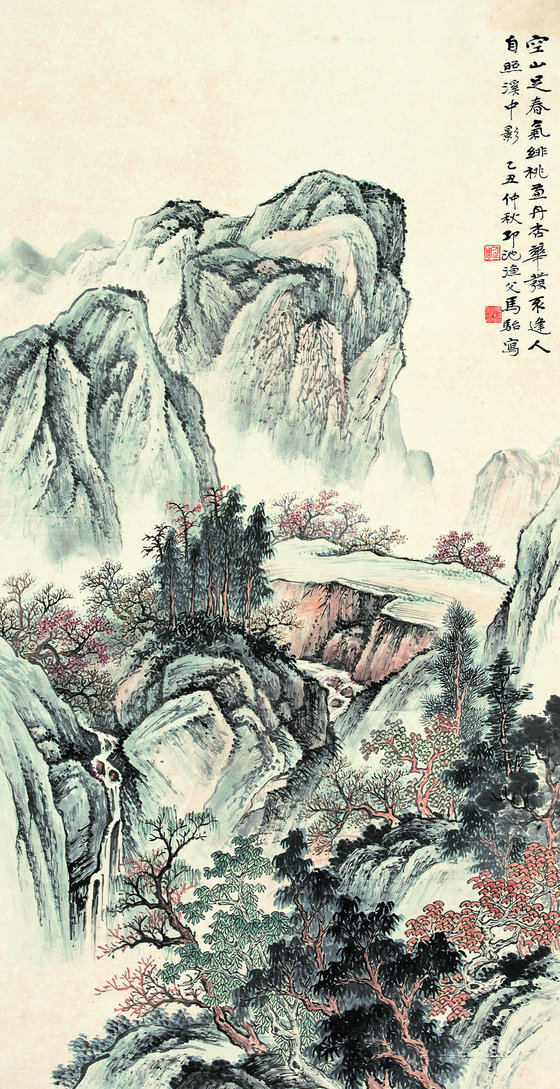 马骀 乙丑（1925年）作 春山华滋 立轴