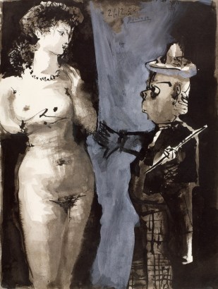 帕布罗·毕加索 1953年作 小丑与裸女