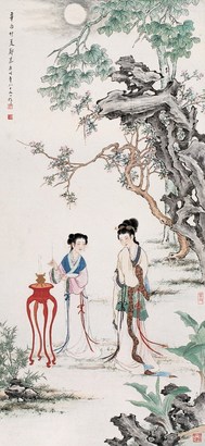 郑师玄 辛酉（1981年）作 焚香仕女 立轴