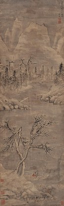 钱穀 乙亥（1565年）作 雪景山水 立轴