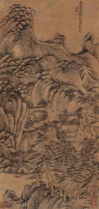 徐贲 壬寅（1362年）作 万松金阙图 立轴