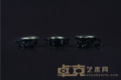 清·紫檀银胆杯(三件套） 