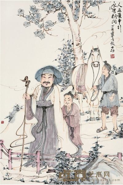 何士扬 人在景中行 68x46cm