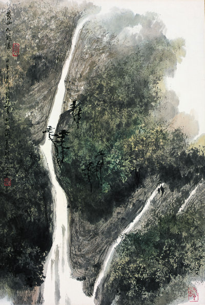 杨延文 1985年作 黄山九龙瀑 镜心