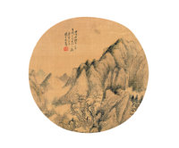 元隽 1890年作 山水 镜心