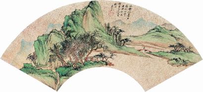 朱昂之 壬寅（1842年）作 青山幽居 扇面