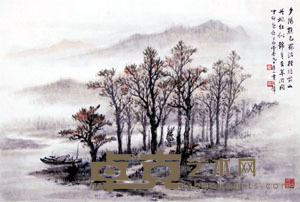 黄君璧 1987年作 树林风景 立轴 59.2×89cm