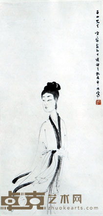 傅抱石 1947年作 仕女 立轴 65×32cm
