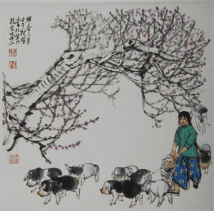 史国良 2002年作 早春三月 立轴68×68cm