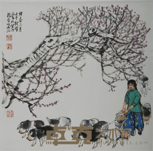 史国良 2002年作 早春三月 立轴 68×68cm
