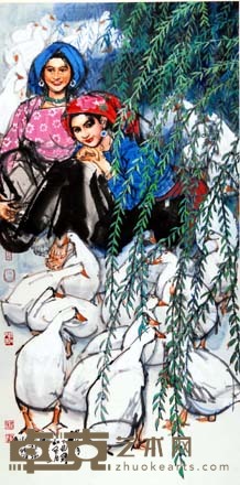 史国良 2005年作 绿影 镜心 137×69cm