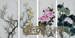 宋涤 2006年作 春夏秋冬 四条屏 96×45cm×4