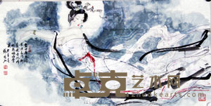 薛林兴 2008年作 嫦娥奔月 镜心 68×136cm