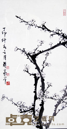董寿平 1987年作 墨梅图 日本镜心 89×47.5cm