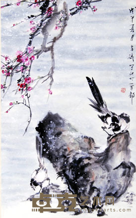 王雪涛 1978年作 梅雀争春图 立轴 89.6×55.6cm