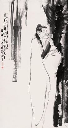王子武 杜甫造像 立轴
