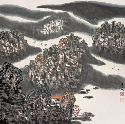罗平安 山水 镜心