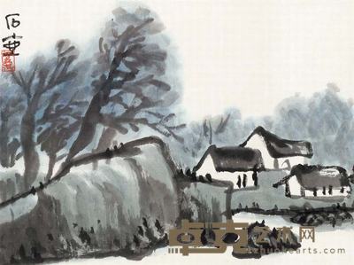 陈子庄 乡间小居 镜心 22.5×31cm
