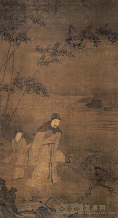 张渥(款) 倚鹤寻梅 立轴 137×75cm