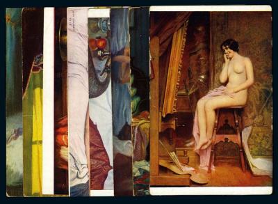 早期外国裸女图明信片一组8片